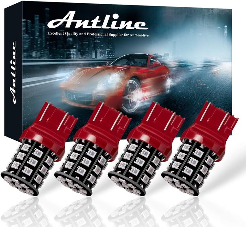 Antline 7443 7440 T20 992 7441 7444 W21W LED Bulbs Brilliant Red, 12-24V Super Bright 800 Lumens Replacement for Tail Brake Lights, Turn Signal Lights, Parking Light (Pack of 4) - Image 1